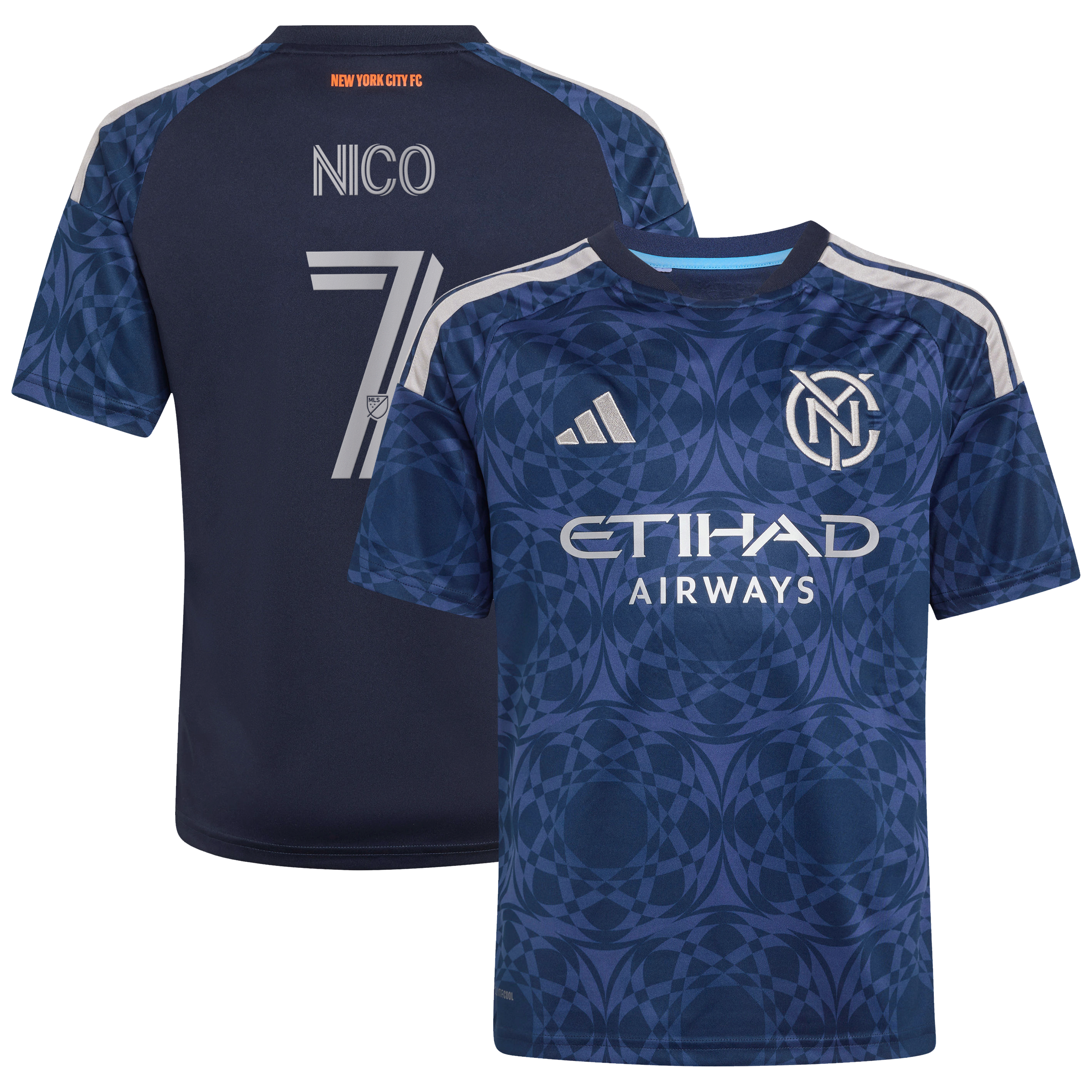 Youth adidas Nicolás Fernández Mercau Blue New York City FC 2026 The All Nations Kit Replica Jersey