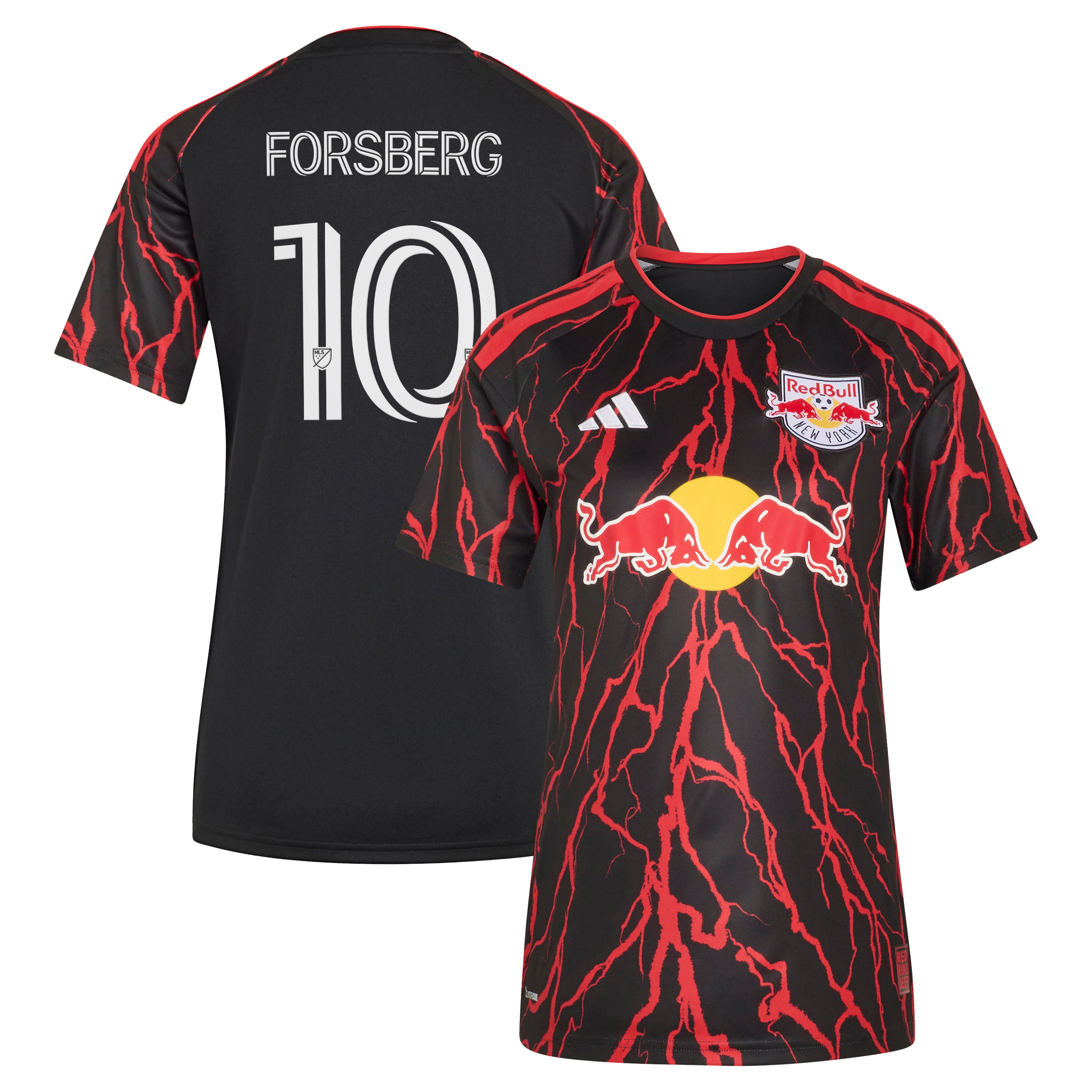 Women's adidas Emil Forsberg Black New York Red Bulls 2026 The Rooted Kit Replica Jersey