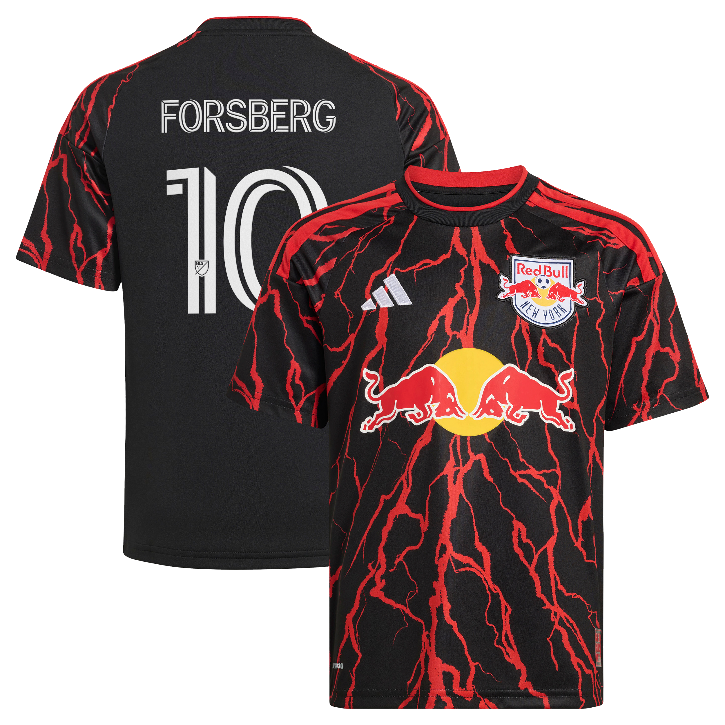 Youth adidas Emil Forsberg Black New York Red Bulls 2026 The Rooted Kit Replica Jersey