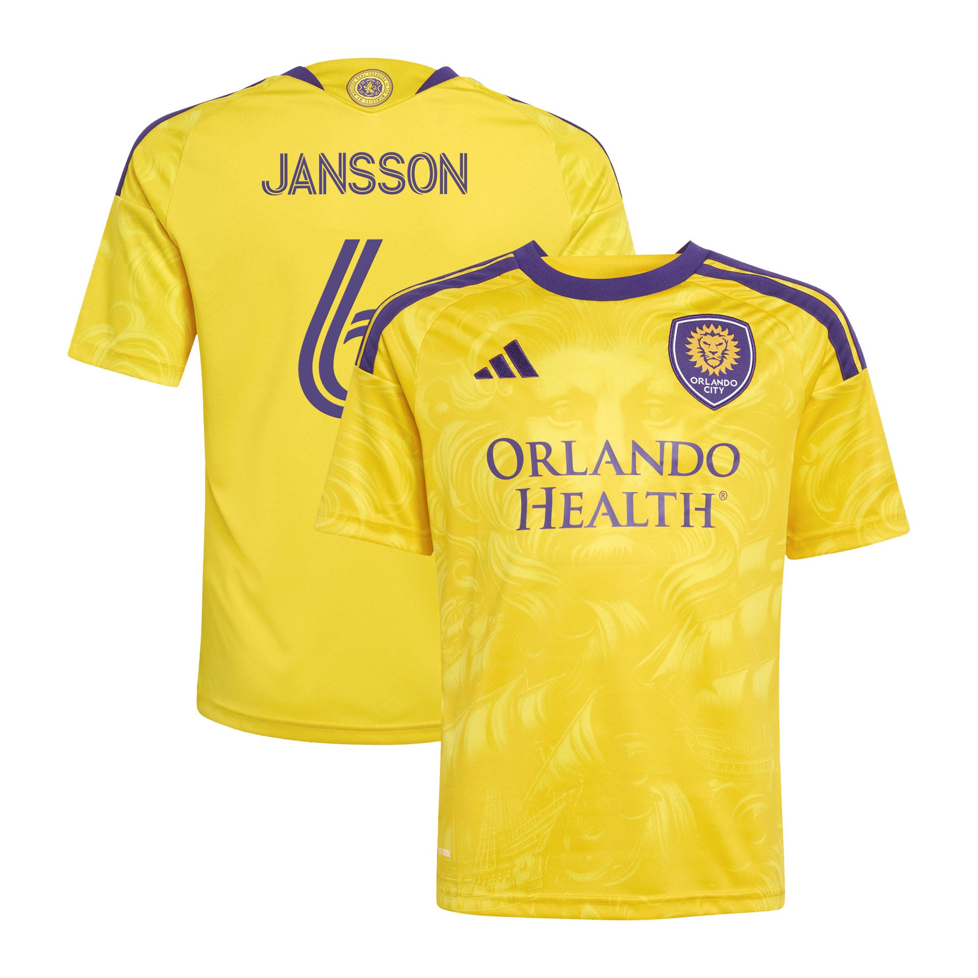 Youth adidas Robin Jansson Yellow Orlando City SC 2026 Sunken Treasure Kit Replica Jersey
