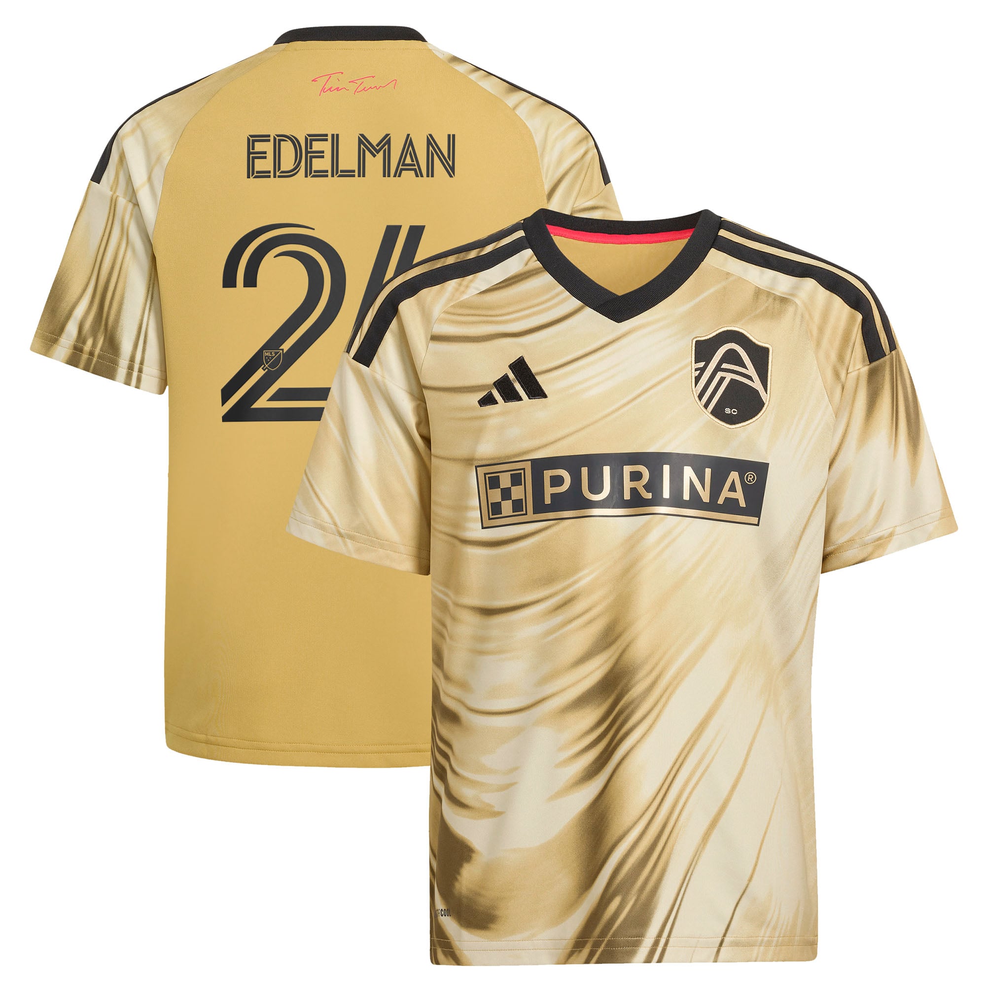 Youth adidas Daniel Edelman Yellow St. Louis CITY SC 2026 The Tina Turner Kit Replica Jersey