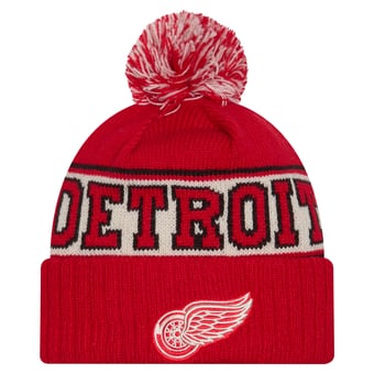 Men's New Era  Red Detroit Red Wings Retro Cuffed Knit Hat with Pom