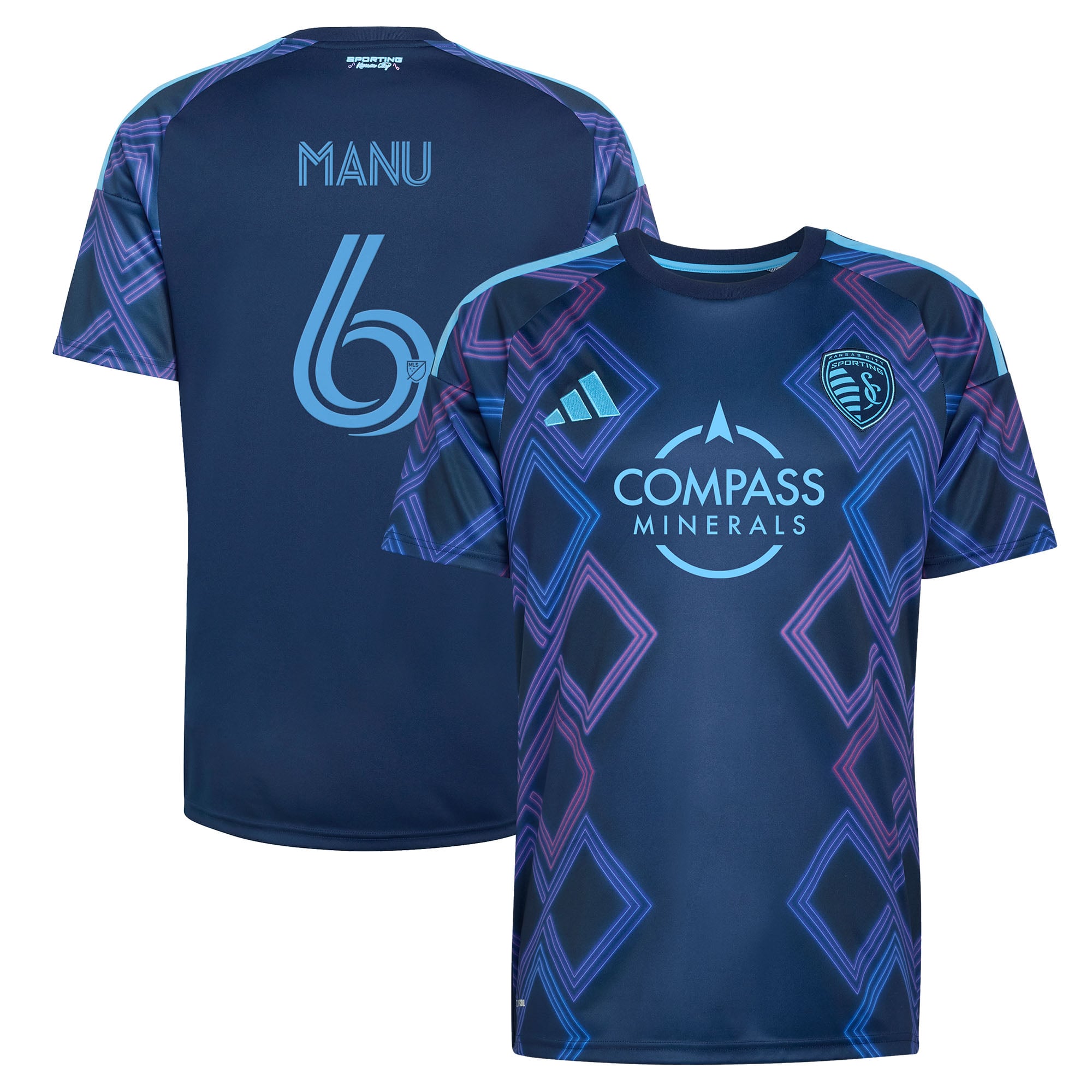 Men's adidas Manu García Blue Sporting Kansas City 2026 The 18th & Vine Kit Replica Jersey