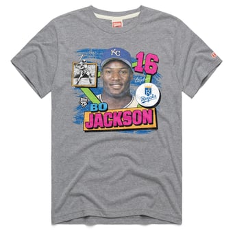 Men's Homage Bo Jackson Heather Gray Kansas City Royals Topps 75 Remix Graphic T-Shirt