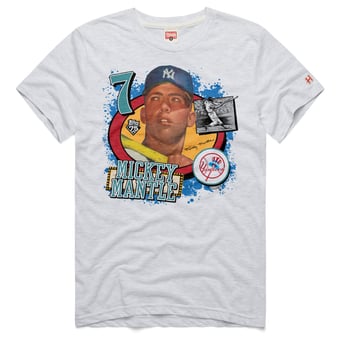Men's Homage Mickey Mantle Ash New York Yankees Topps 75 Remix Graphic T-Shirt