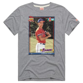 Men's Homage Chipper Jones Gray Atlanta Braves Topps Baseball Card Tri-Blend T-Shirt