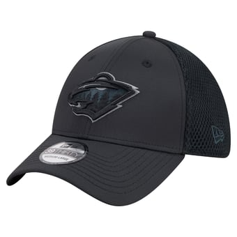 Men's New Era  Black Minnesota Wild Blackout 39THIRTY Stretch Hat