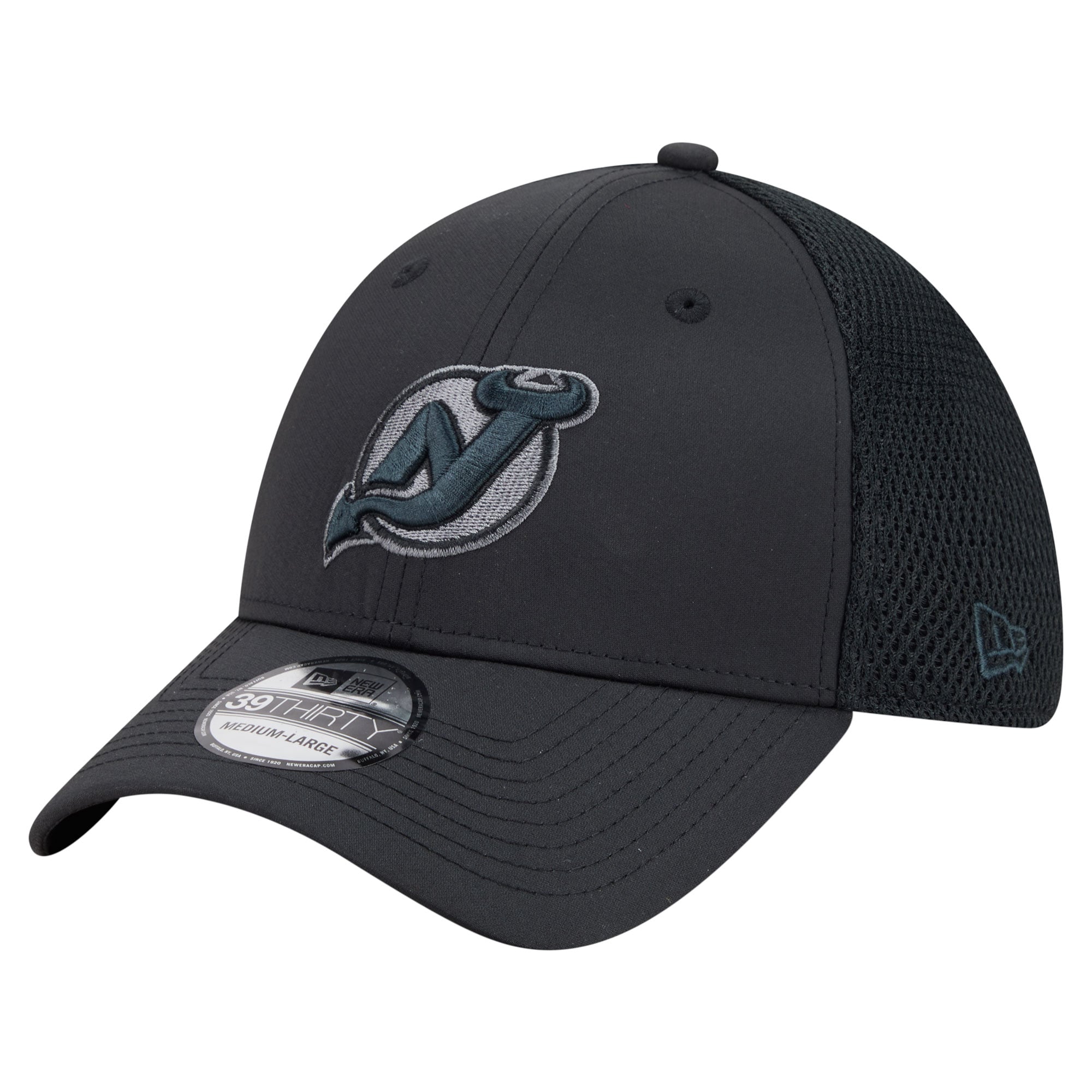 Men's New Era Black New Jersey Devils Blackout 39THIRTY Stretch Hat