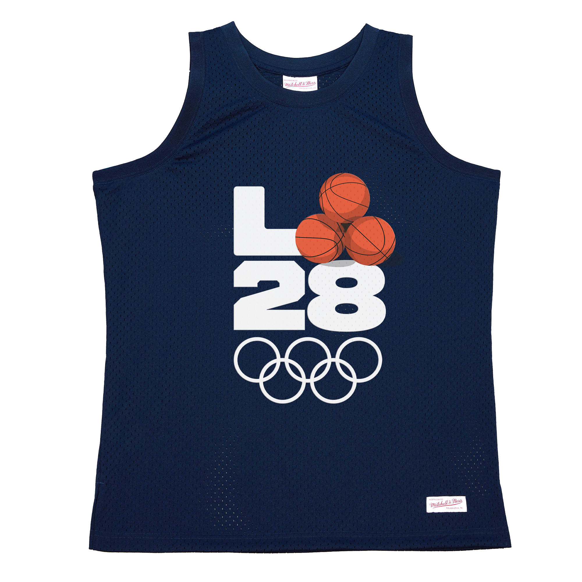 Men's Mitchell & Ness Navy LA28 x NBA All-Star Game Swingman Mesh Tank Top