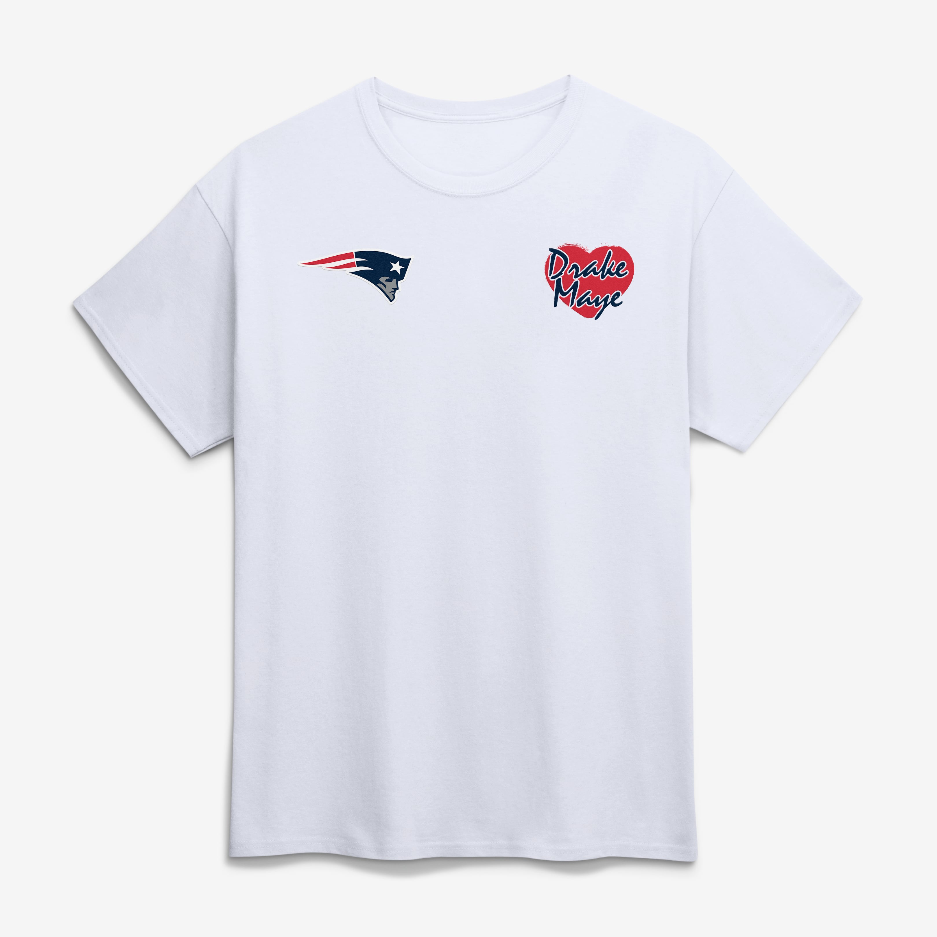 Men’s White New England Patriots I Love Drake Maye T-Shirt Men’s White New England Patriots I Love Drake Maye T-Shirt