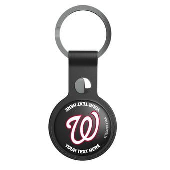 Keyscaper Washington Nationals Personalized Black Leatherette AirTag Holder