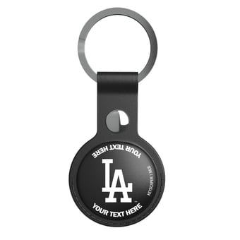Keyscaper Los Angeles Dodgers Personalized Black Leatherette AirTag Holder