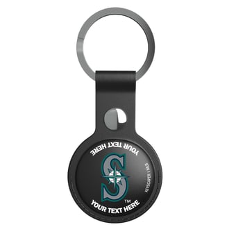 Keyscaper Seattle Mariners Personalized Black Leatherette AirTag Holder