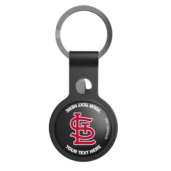 Keyscaper St. Louis Cardinals Personalized Black Leatherette AirTag Holder