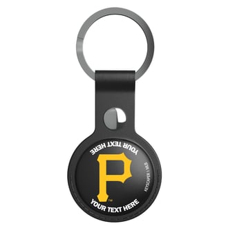 Keyscaper Pittsburgh Pirates Personalized Black Leatherette AirTag Holder