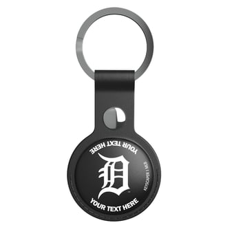 Keyscaper Detroit Tigers Personalized Black Leatherette AirTag Holder