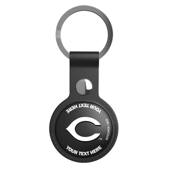 Keyscaper Cincinnati Reds Personalized Black Leatherette AirTag Holder
