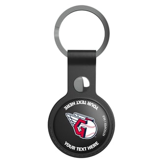 Keyscaper Cleveland Guardians Personalized Black Leatherette AirTag Holder