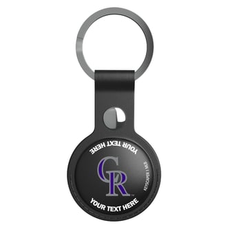 Keyscaper Colorado Rockies Personalized Black Leatherette AirTag Holder