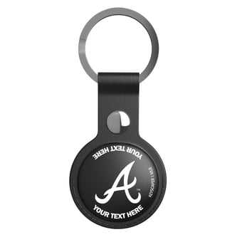 Keyscaper Atlanta Braves Personalized Black Leatherette AirTag Holder