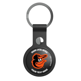 Keyscaper Baltimore Orioles Personalized Black Leatherette AirTag Holder