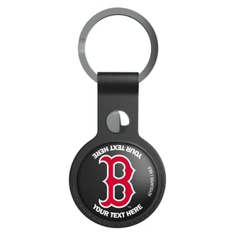 Keyscaper Boston Red Sox Personalized Black Leatherette AirTag Holder