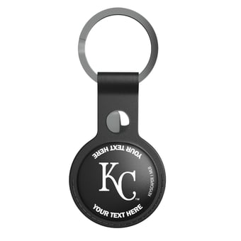 Keyscaper Kansas City Royals Personalized Black Leatherette AirTag Holder