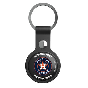 Keyscaper Houston Astros Personalized Black Leatherette AirTag Holder