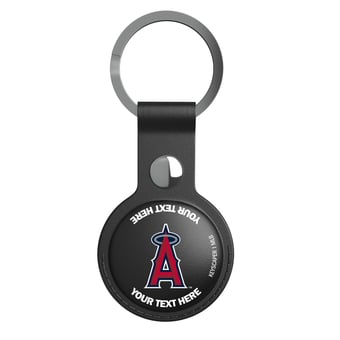 Keyscaper Los Angeles Angels Personalized Black Leatherette AirTag Holder