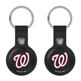 Keyscaper Washington Nationals Black Leatherette AirTag Holder 2-Pack