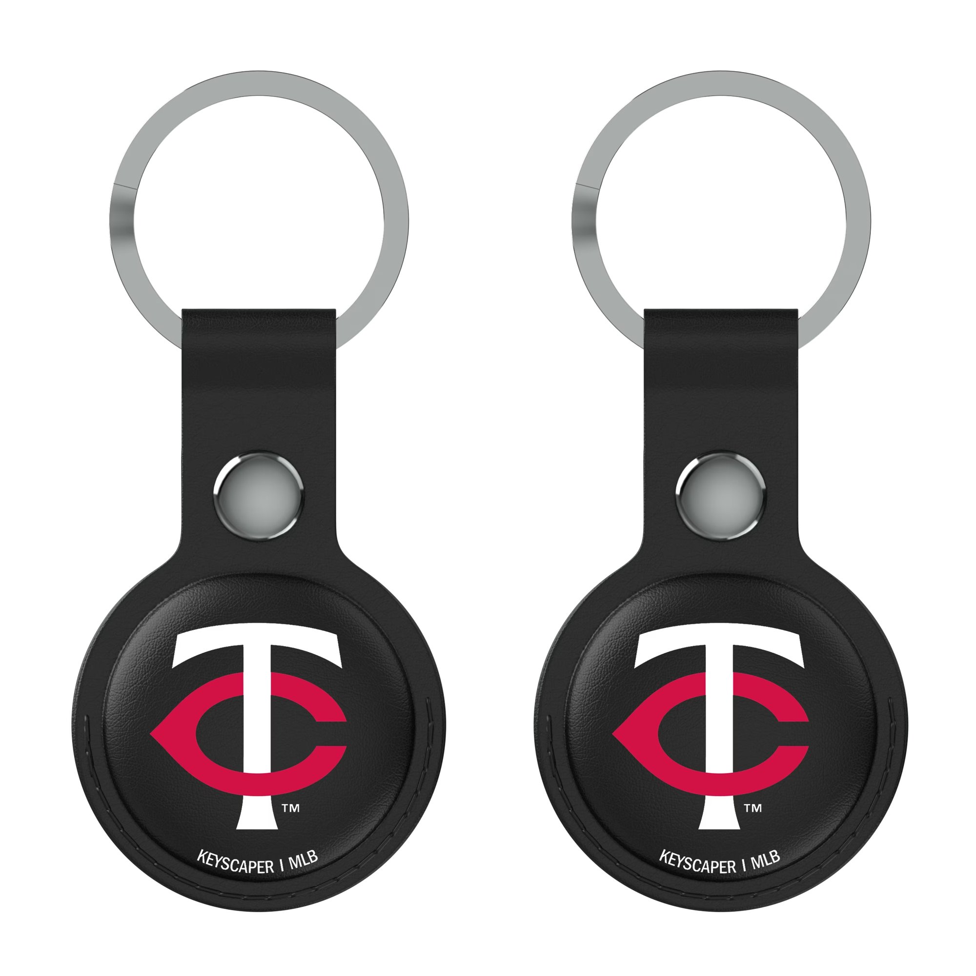 Keyscaper Minnesota Twins Black Leatherette AirTag Holder 2-Pack