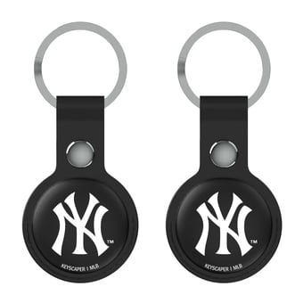 Keyscaper New York Yankees Black Leatherette AirTag Holder 2-Pack