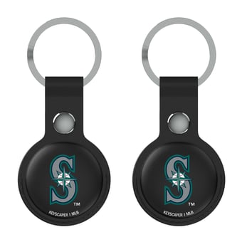 Keyscaper Seattle Mariners Black Leatherette AirTag Holder 2-Pack