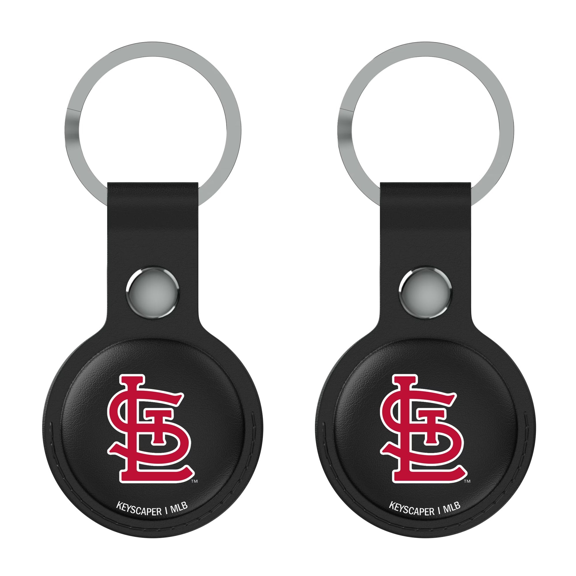 Keyscaper St. Louis Cardinals Black Leatherette AirTag Holder 2-Pack