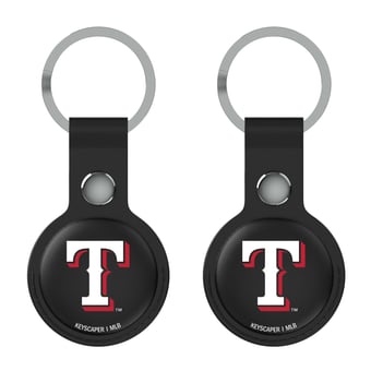 Keyscaper Texas Rangers Black Leatherette AirTag Holder 2-Pack