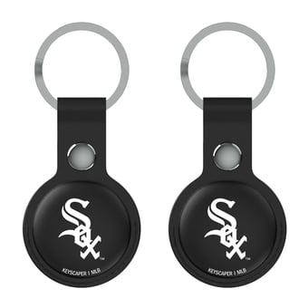 Keyscaper Chicago White Sox Black Leatherette AirTag Holder 2-Pack