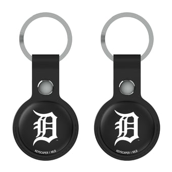 Keyscaper Detroit Tigers Black Leatherette AirTag Holder 2-Pack