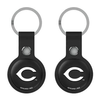 Keyscaper Cincinnati Reds Black Leatherette AirTag Holder 2-Pack