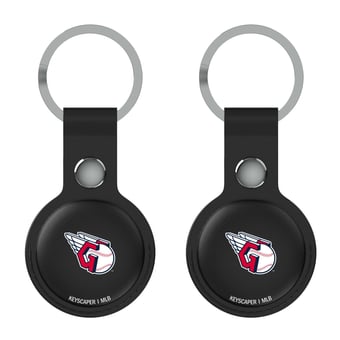 Keyscaper Cleveland Guardians Black Leatherette AirTag Holder 2-Pack