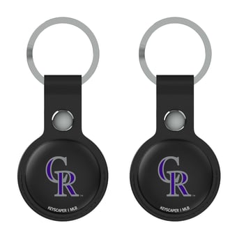 Keyscaper Colorado Rockies Black Leatherette AirTag Holder 2-Pack