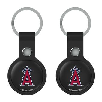 Keyscaper Los Angeles Angels Black Leatherette AirTag Holder 2-Pack