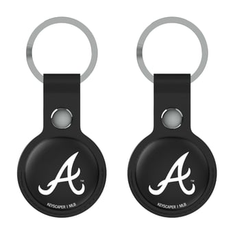 Keyscaper Atlanta Braves Black Leatherette AirTag Holder 2-Pack