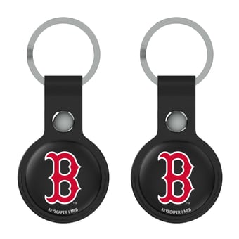 Keyscaper Boston Red Sox Black Leatherette AirTag Holder 2-Pack