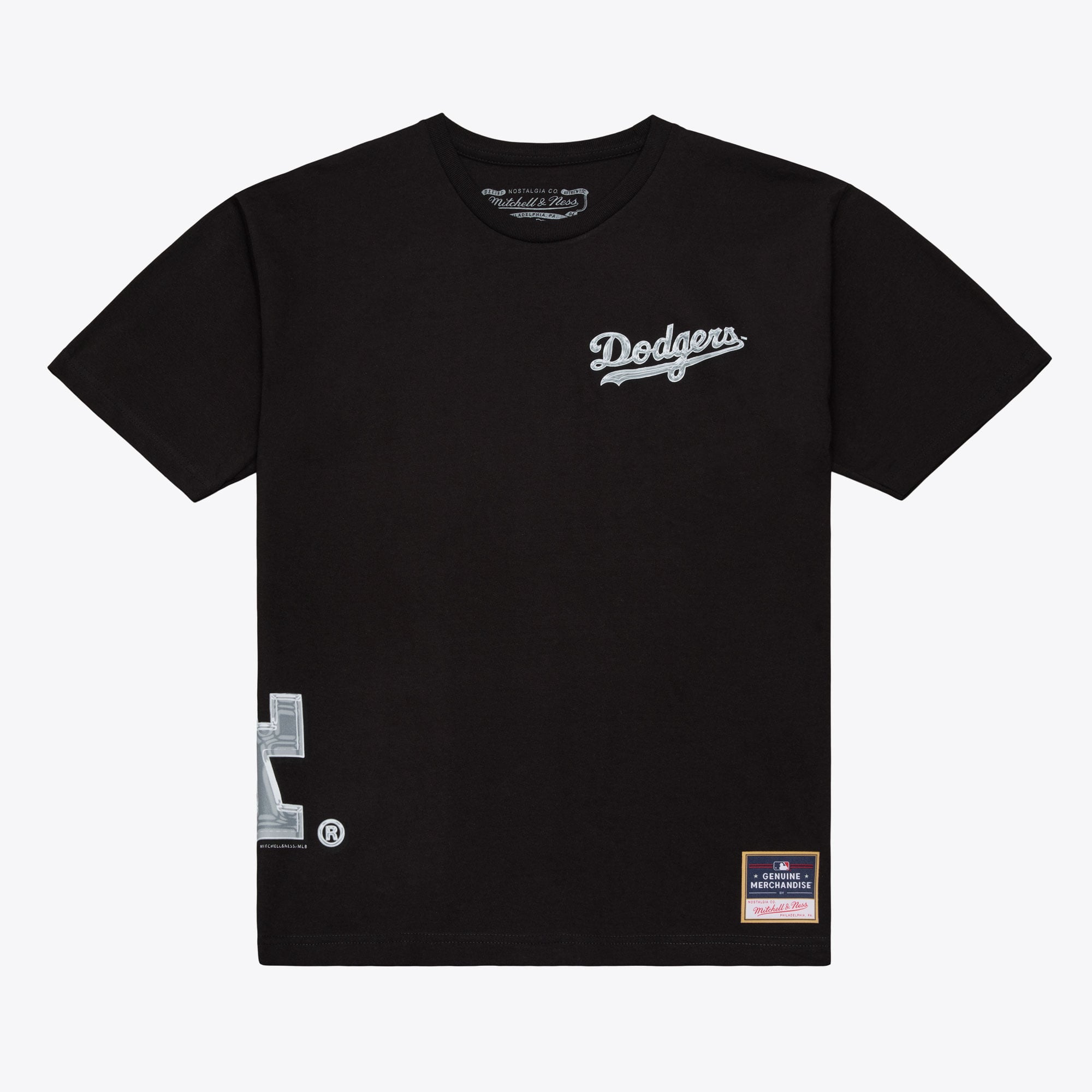 Men's Mitchell & Ness  Black Los Angeles Dodgers Chrome Heritage T-Shirt