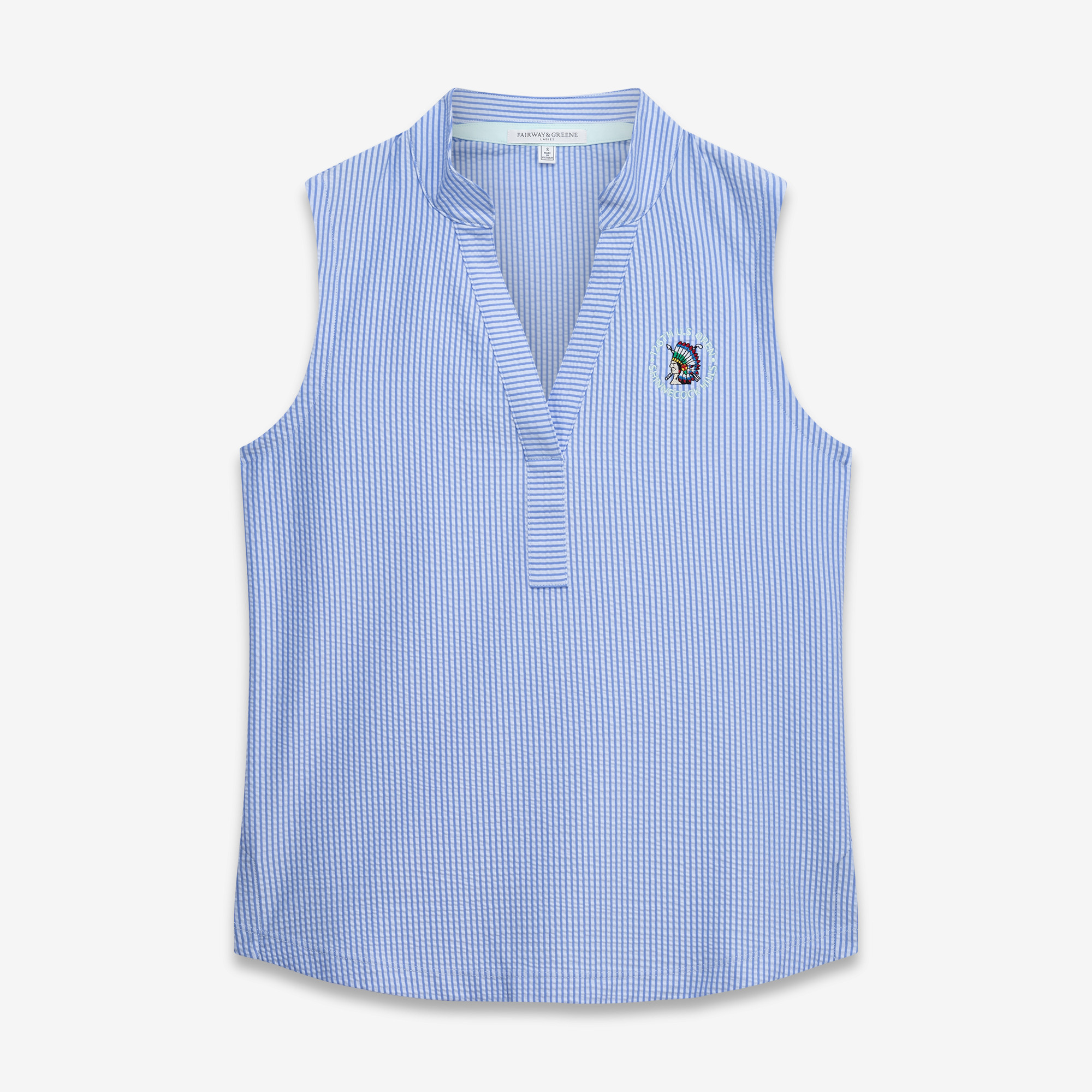 Women’s 2026 U.S. Open Fairway & Greene Blue Eloise Sleeveless Tri-Blend V-Neck Polo Women’s 2026 U.S. Open Fairway & Greene Blue Eloise Sleeveless Tri-Blend V-Neck Polo