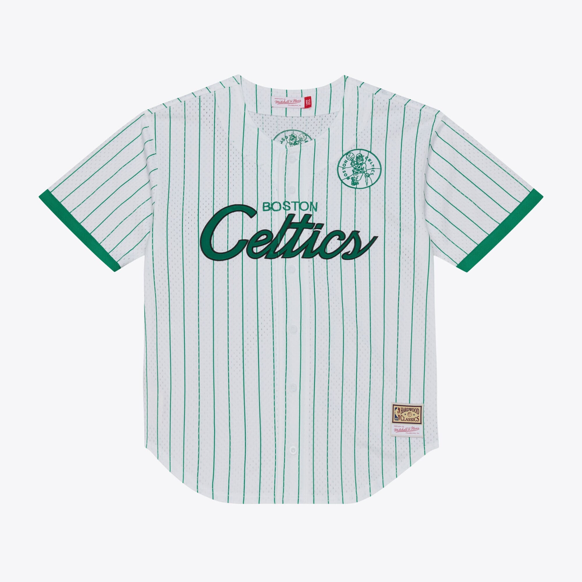 Chemise à rayures en maille et boutons, modèle « Boston Celtics » de Mitchell & Ness (Homme)