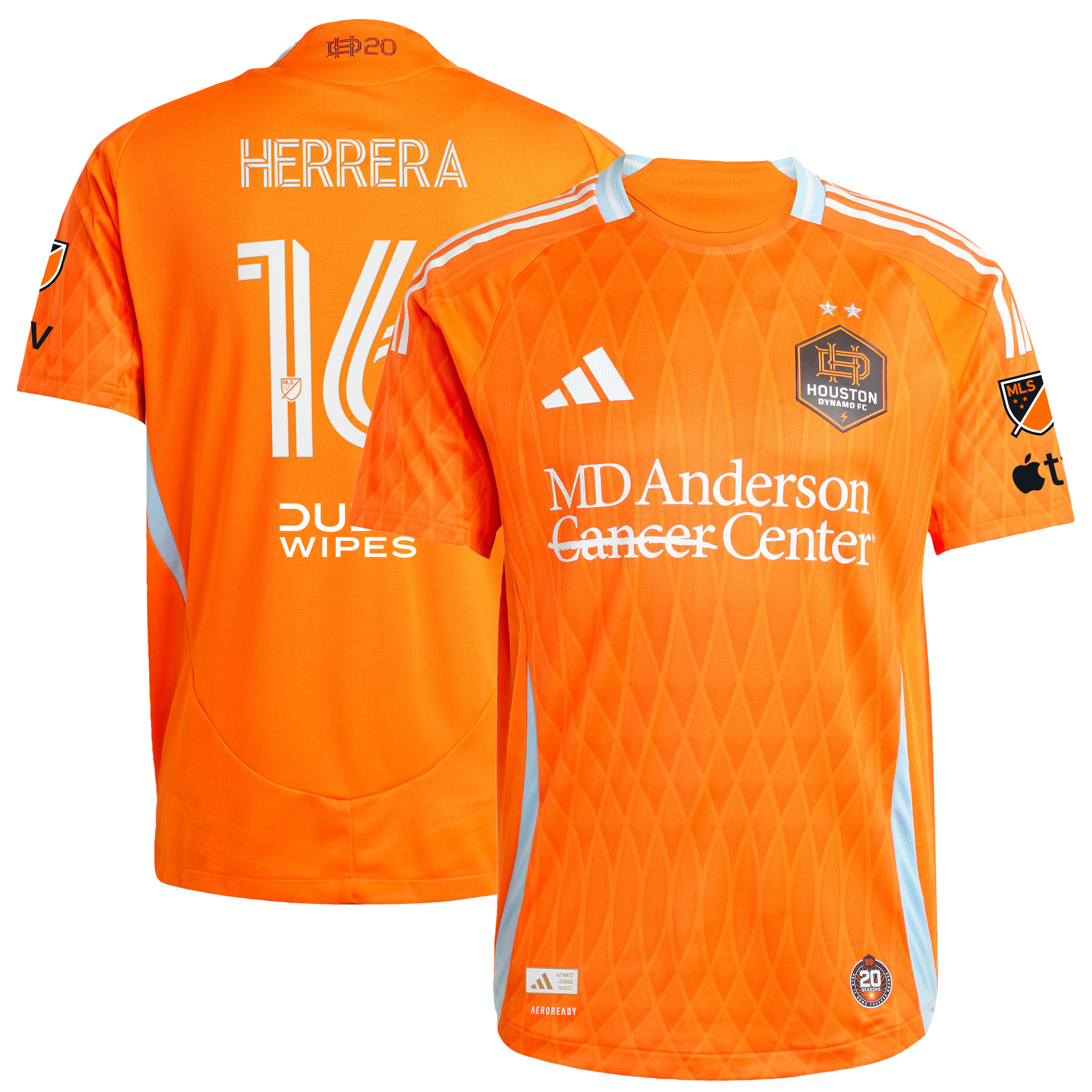 Men's adidas Héctor Herrera Orange Houston Dynamo FC 2025 Season 20 On-Field Authentic Jersey