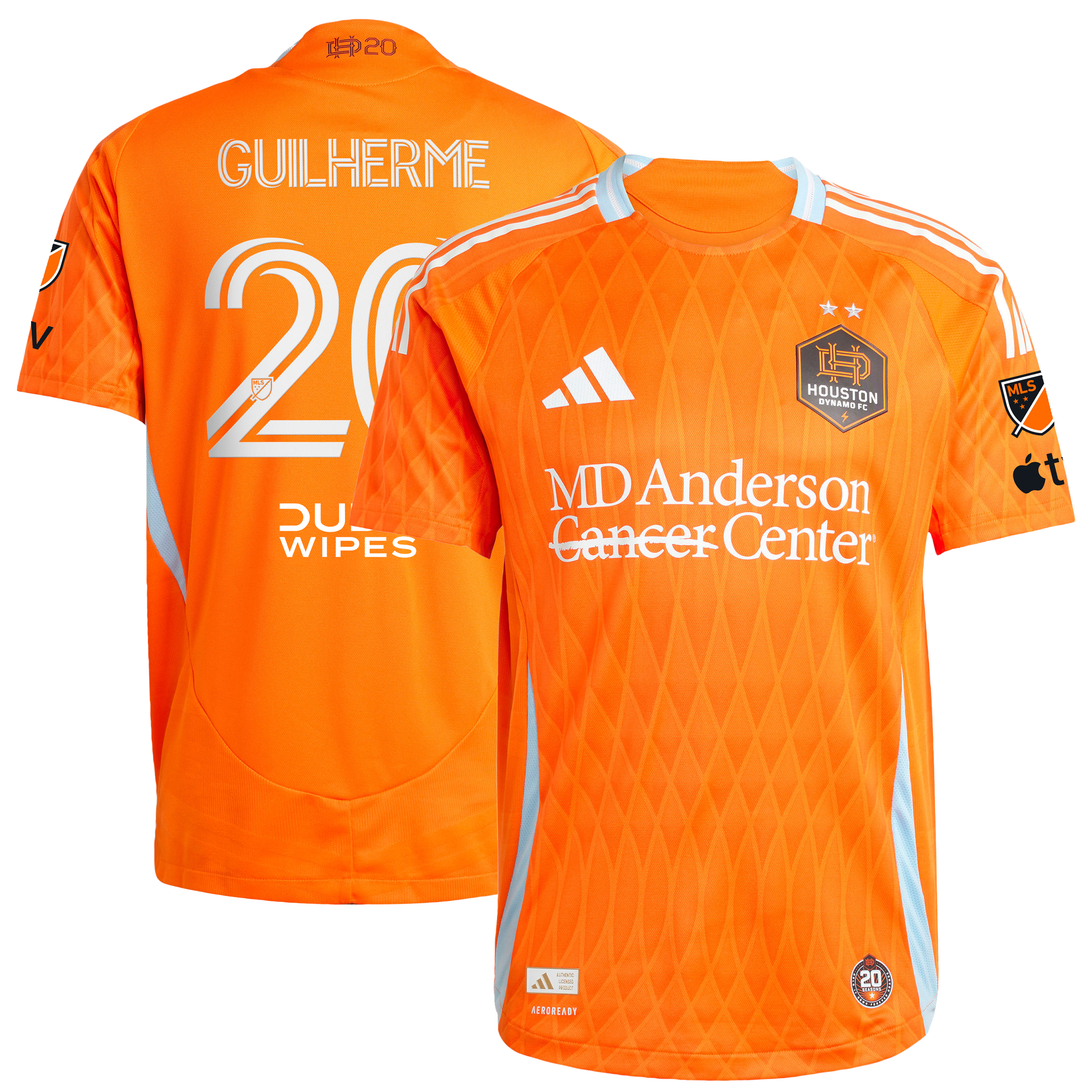 Men's adidas Guilherme Augusto Vieira dos Santos Orange Houston Dynamo FC 2025 Season 20 On-Field Authentic Jersey