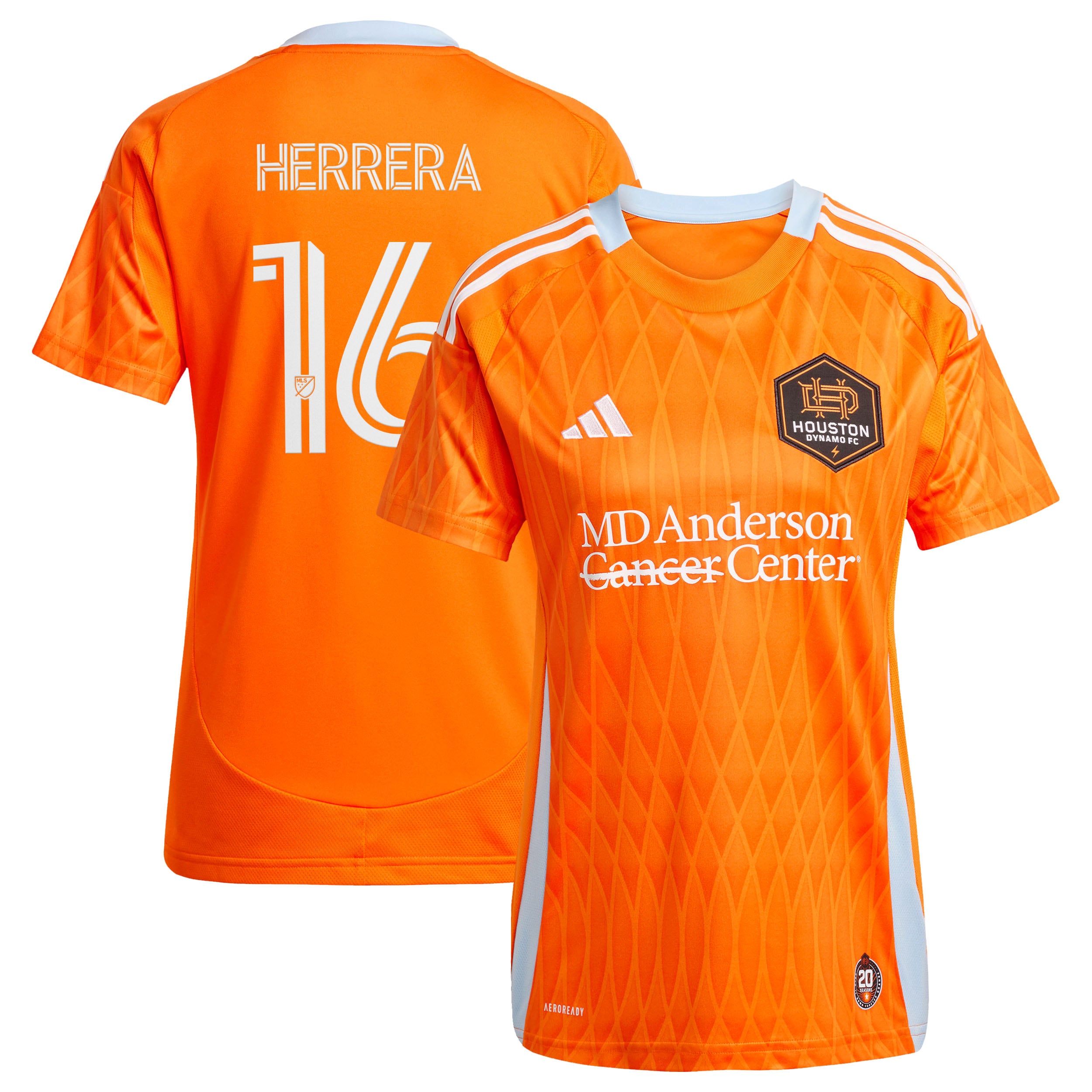 Women's adidas Héctor Herrera Orange Houston Dynamo FC 2025 Season 20 Replica Jersey