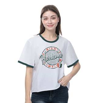 Women's ZooZatz  White Miami Hurricanes Retro Ringer Tri-Blend T-Shirt